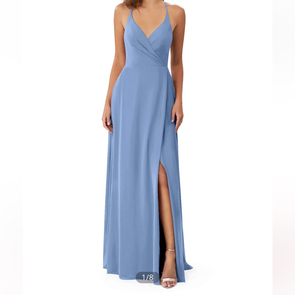 Azazie Davis Dress TAILORED Steel Blue